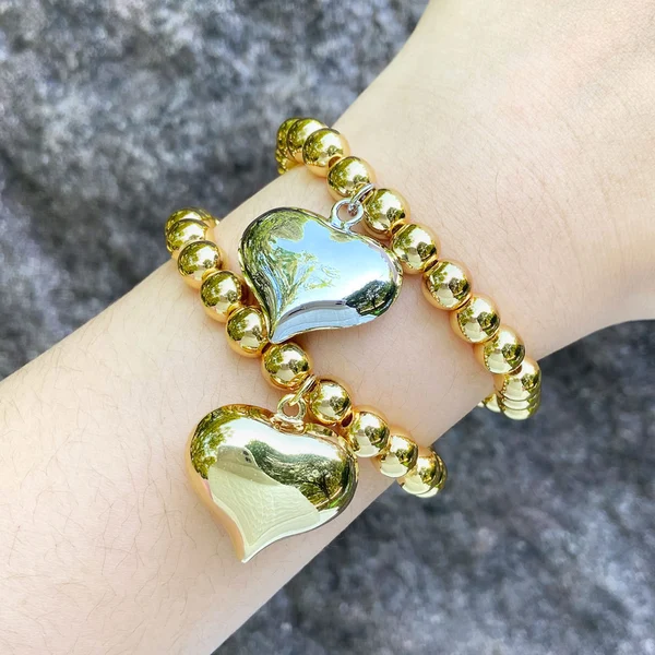 AS jewelry new hot selling smooth love peach heart bracelet female gold-plated beaded bracelet hand jewelry brf33