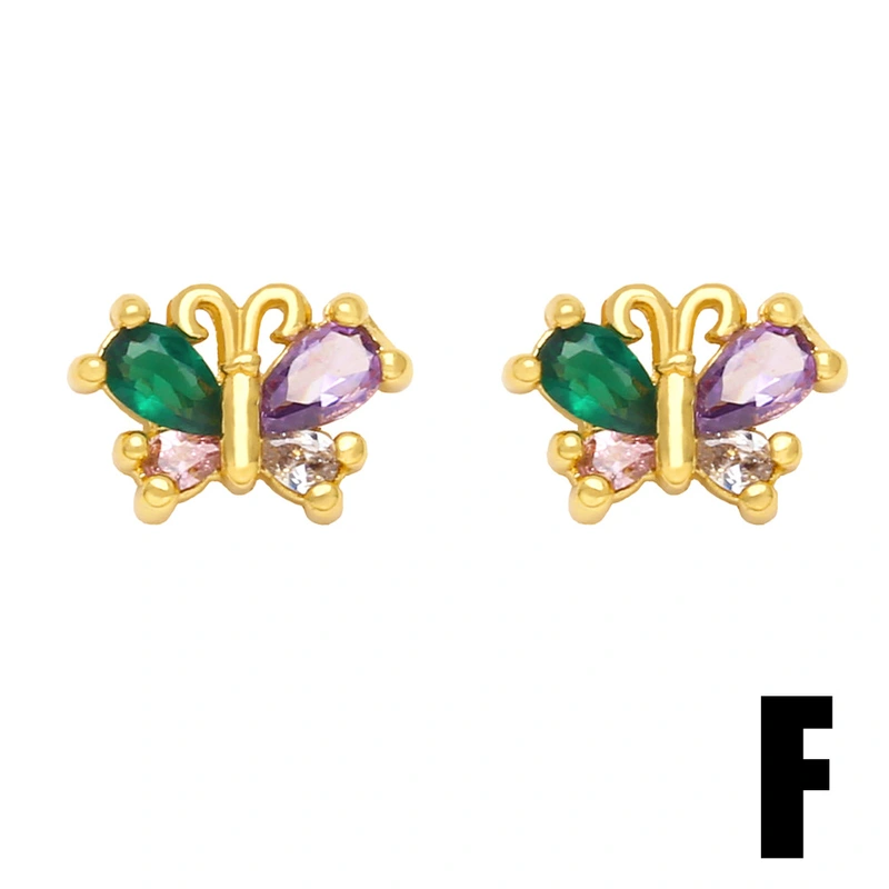 European and American style colorful zircon earrings simple and small personality geometric love bow earrings trendy earrings era023