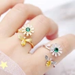  Personalized hot-selling super-shiny bee collecting honey sunflower open ring popular ring (non-rotatable)