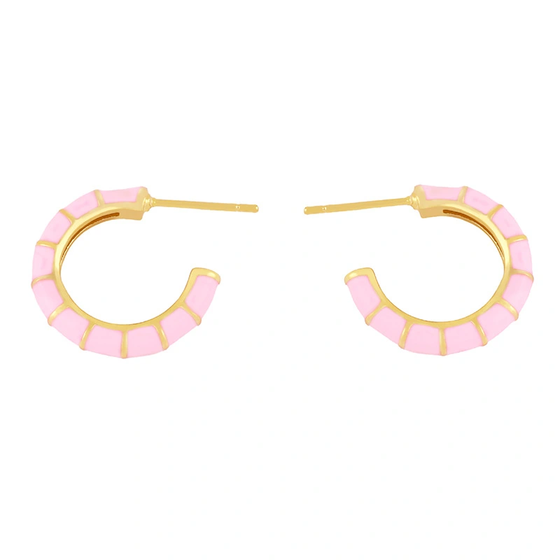 Clearance color oil drop C-shaped earrings female European and American creative temperament Internet celebrity cold style high-end earrings erx86