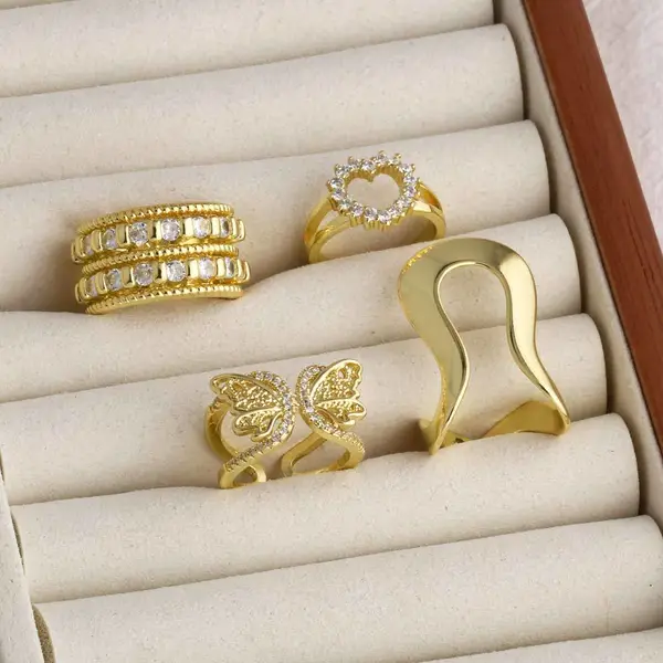 AS jewelry love heart butterfly open ring gold-plated all-match ring female rik81