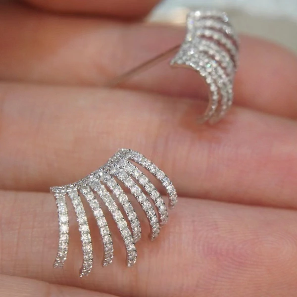 Korean Dongdaemun zircon earrings niche full diamond multi-layer metal earrings temperament personality claw-shaped earrings