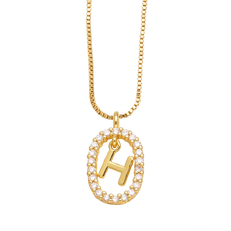AS jewelry new style inlaid zircon 26 English letters necklace female gold-plated clavicle chain nka019