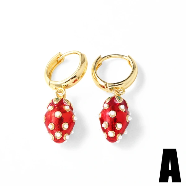 AS jewelry new oil-drip copper plated 18k gold insect rose cherry earrings earrings female eru76