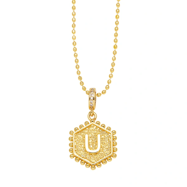 AS jewelry European and American hexagonal heart 26 English letters necklace clavicle necklace nkb296 necklace