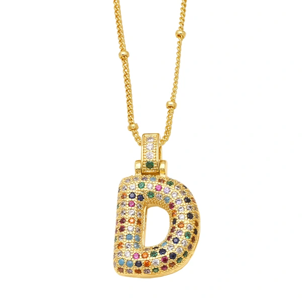 AS jewelry new color 26 English letters pendant necklace female inlaid zircon clavicle chain nkb031