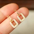   Live broadcast of simple geometric earrings hollow square micro-inlaid zircon jewelry ladies exquisite jewelry
