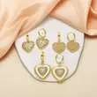 AS jewelry new style inlaid with zircon copper plated 18k gold love heart pendant earrings earrings female era093