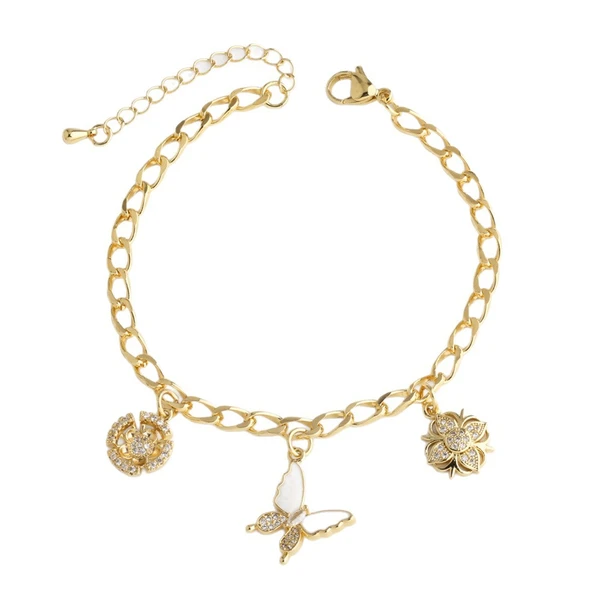 Jewelry new full zircon cherry pendant bracelet gold-plated butterfly hand jewelry bracelet brj17 bracelet