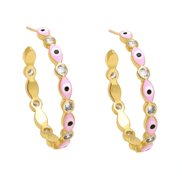 Clearance European and American jewelry color oil drip devil eye earrings fashion personality geometric C-shaped earrings earrings ert52