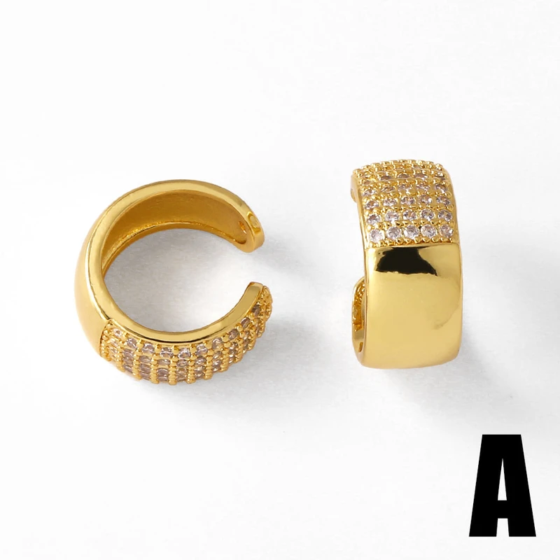 AS jewelry hot sale irregular c-shaped earrings female gold-plated zircon ear bone clip earrings erv68