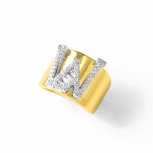 AS jewelry European and American hot-selling gold-plated glossy white K26 English letter ring ring rir75 ring