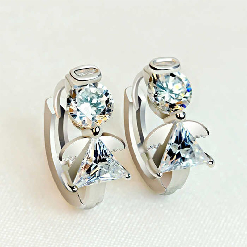 Korean fashion temperament earrings creative simple little angel ladies earrings fashionable zircon manufacturers wholesale