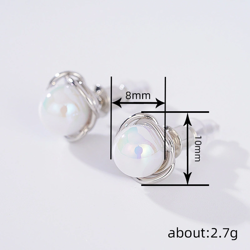  European and American colorful imitation moonstone earrings for women fashion personality sweet jewelry line design earrings