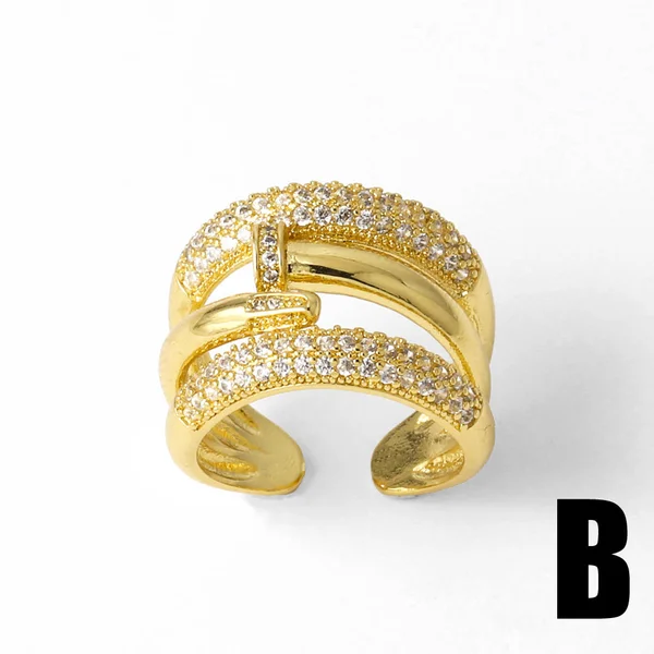 AS jewelry Europe and the United States hot selling flower full zircon ring female gold-plated double layer open ring rih07