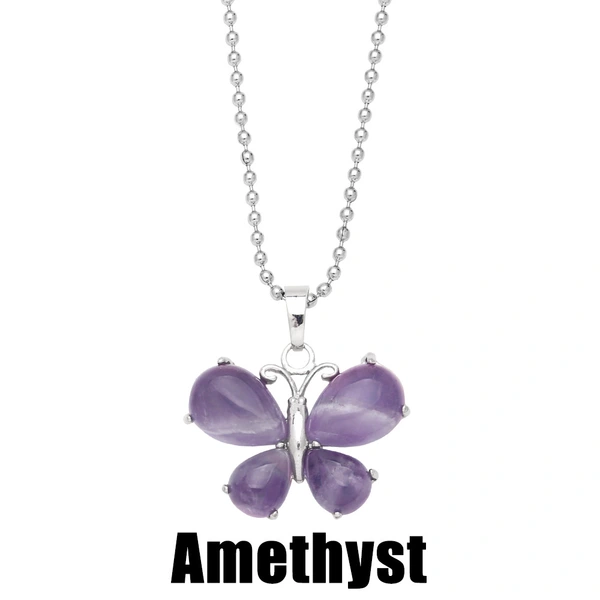Crystal agate butterfly necklace for women 2023 new European and American hot selling pendant necklace wholesale nkb612