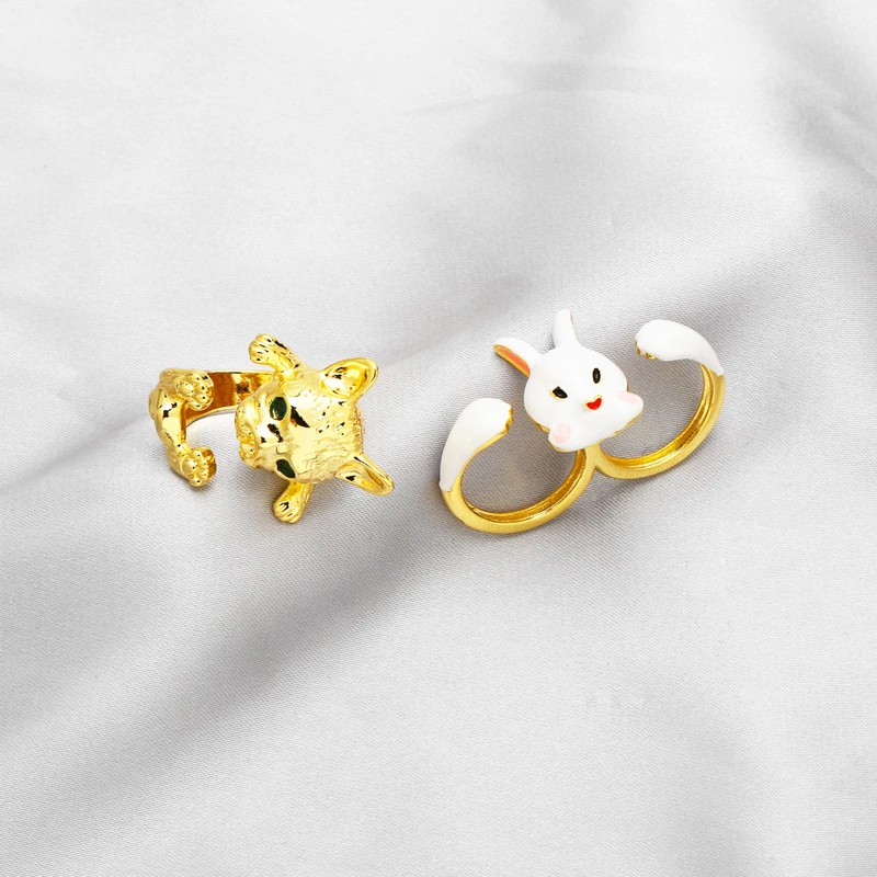 Clearance European and American sweet rabbit ring female cute animal cartoon small fresh all-match network celebrity ring rij06