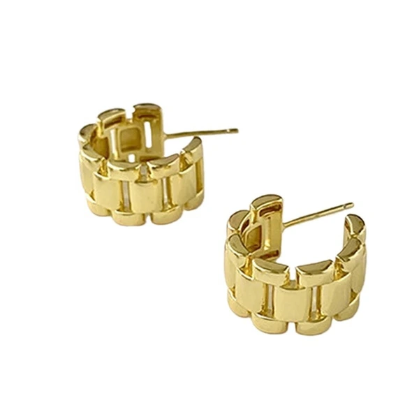 Metallic strap earrings, niche design, high-end temperament, fashionable earrings, personality, cool style earrings