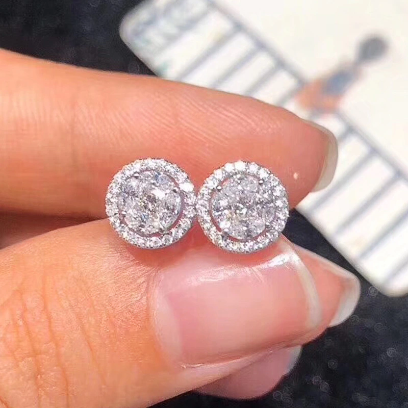 European and American hip-hop unisex earrings, small and simple, full of diamonds, 2024 new style, high-end earrings