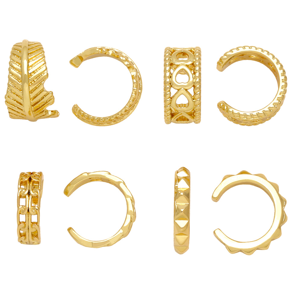 Personalized leaf heart ear clip female retro cold style geometric non-pierced ear bone clip simple ear clip ers45