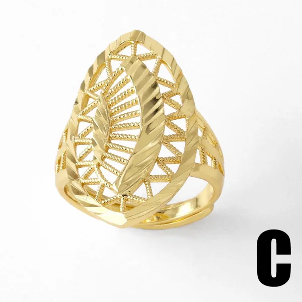 AS jewelry hot selling hollow leaf open ring female copper plated 18k close ring ring rij57