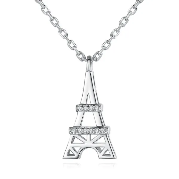 Mini Eiffel Tower Diamond Pendant Necklace European and American Style Romantic Love Creative Clavicle Chain for Women