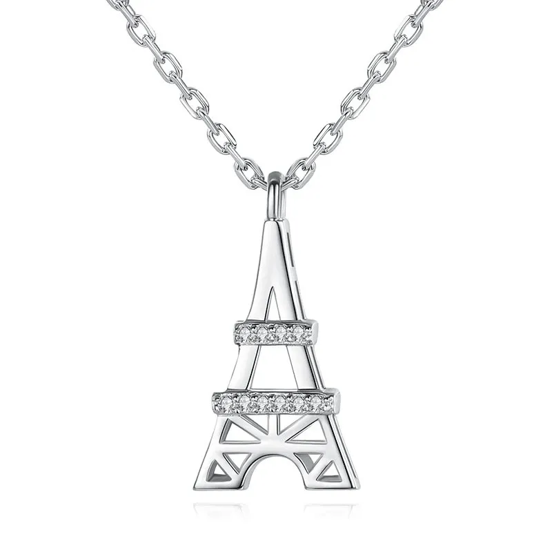 Mini Eiffel Tower Diamond Pendant Necklace European and American Style Romantic Love Creative Clavicle Chain for Women