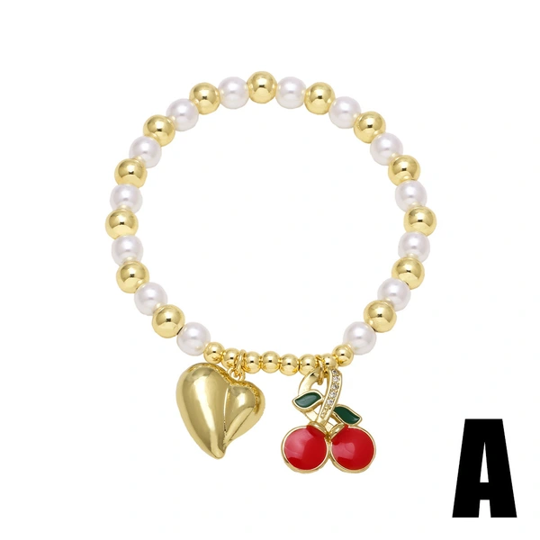 AS jewelry popular fruit cherry love pendant bracelet pearl bracelet hand jewelry female brm95