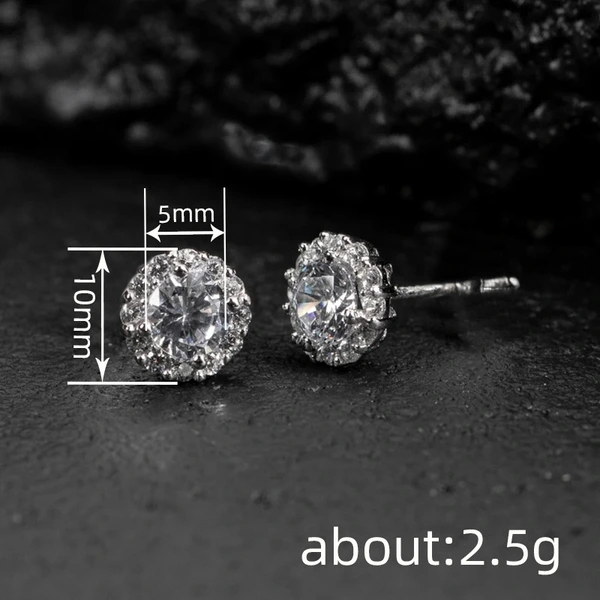 European and American round zircon earrings neutral fashion simple earrings popular design minimalist style