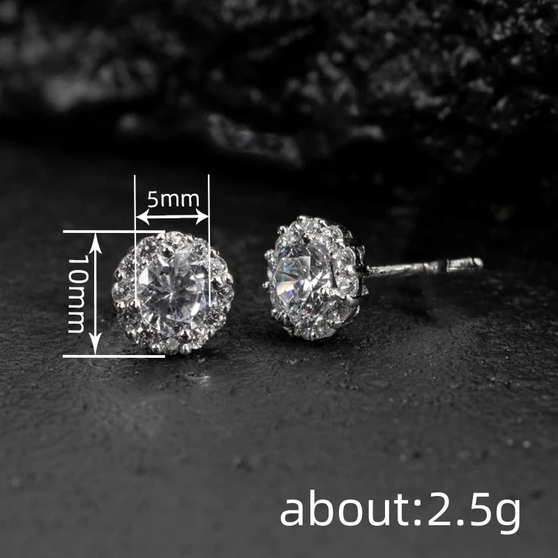 European and American round zircon earrings neutral fashion simple earrings popular design minimalist style