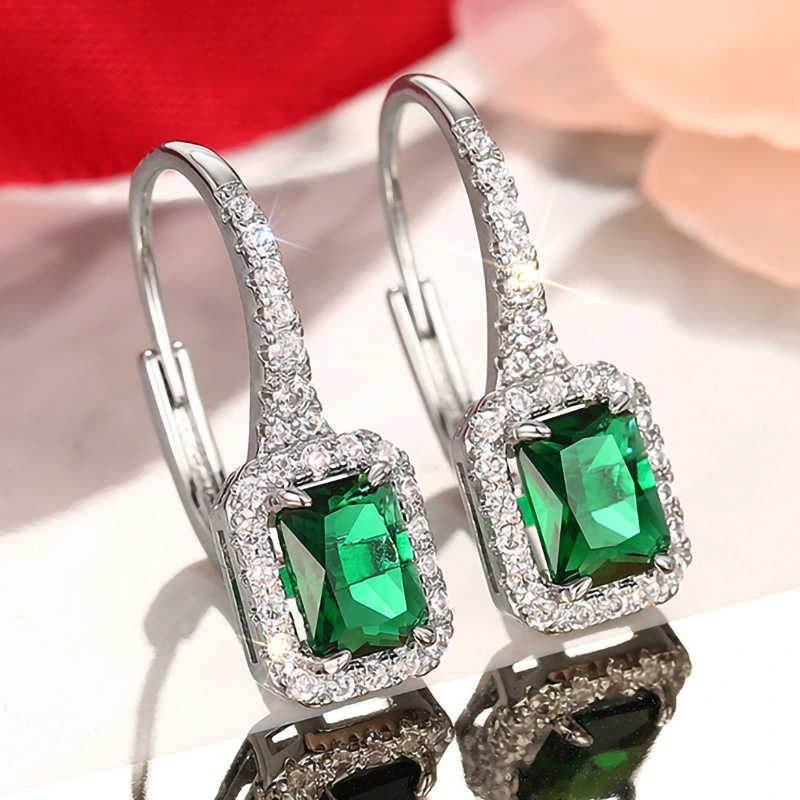 European and American hot-selling stone shining earrings, fashionable banquet elegant earrings, high-end inlaid zirconium wedding style