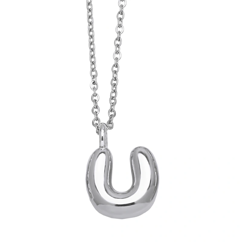 European and American hot-selling jewelry 26 English letters pendant necklace hip-hop smooth gold-plated clavicle chain nkp13