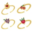 European and American jewelry clearance INS cute colored zirconium cherry strawberry watermelon grape fruit ring fun hand jewelry rim22