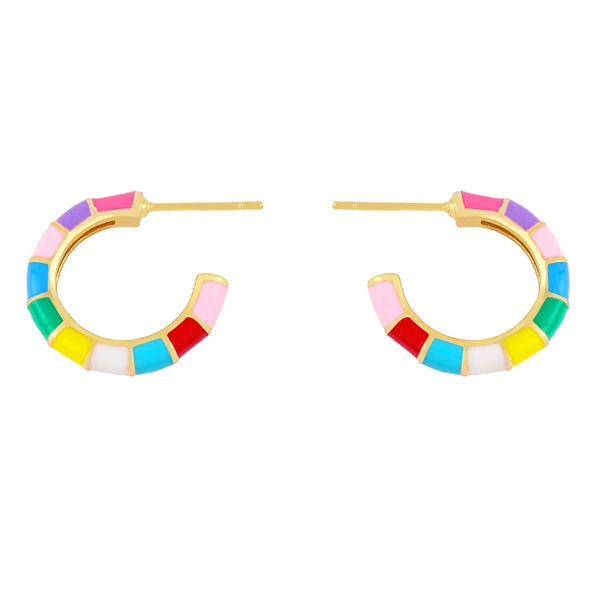 Clearance color oil drop C-shaped earrings female European and American creative temperament Internet celebrity cold style high-end earrings erx86