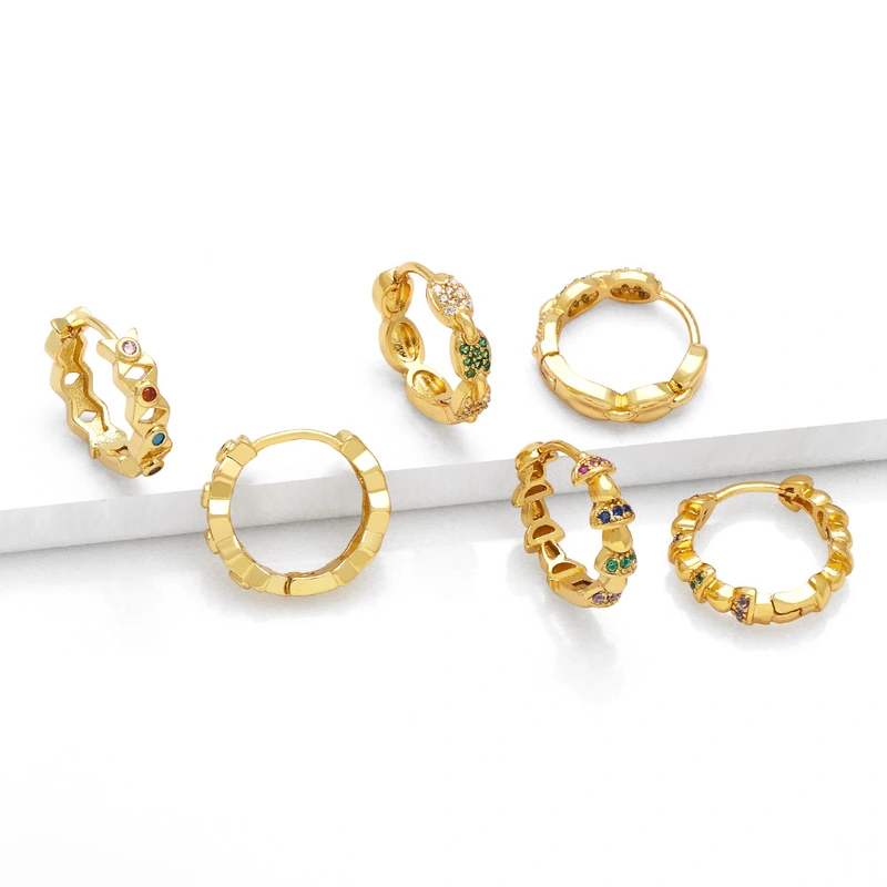 European and American fashion simple inlaid colored zircon earrings female niche design high-end mushroom earrings erq21