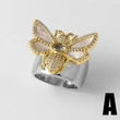 AS jewelry hot-selling two-color full zircon bee gold-plated open ring ring riq78 ring