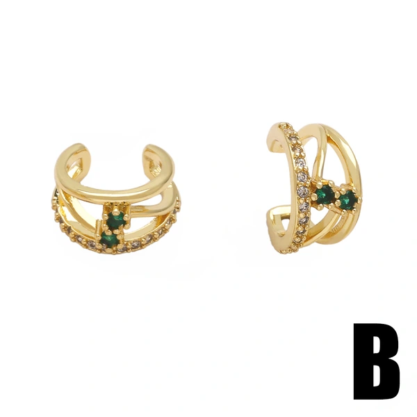 2024 new European and American inlaid zircon earrings for women niche light luxury gold-plated ear bone clips without ear holes erz98