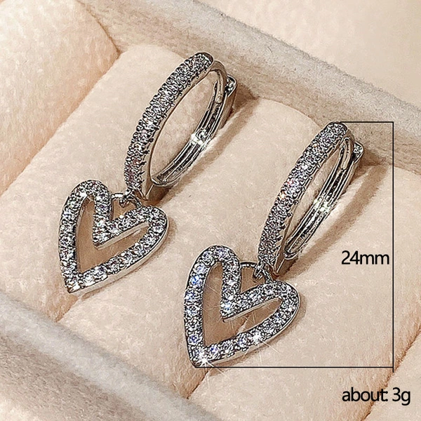 Creative new hollow heart-shaped drop earrings sweet style love earrings for women Chinese Valentine's Day gift