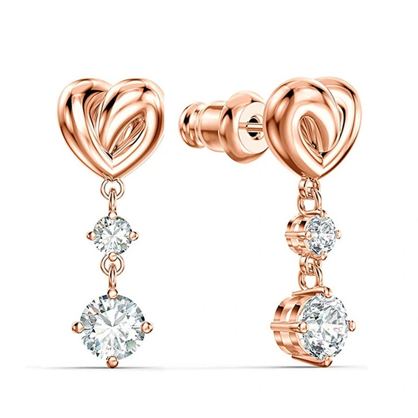 Live broadcast hot earrings elegant temperament love knot earrings small fresh heart piercing earrings
