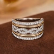   European and American style exquisite two-tone ring for princesses with micro-inlaid zircon jewelry, high-end line ring
