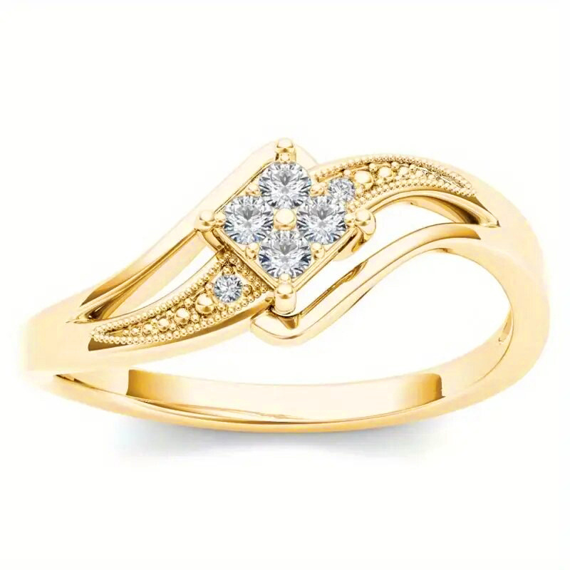  Light luxury style diamond-shaped ring with micro-inlaid zircon exquisite jewelry European and American high-end style hot selling ring