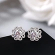Fashionable and popular earrings with micro-inlaid zircon flowers, gorgeous and popular women's earrings, small and compact for daily commuting