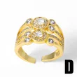 AS jewelry hot selling irregular open ring female copper plated 18k gold inlaid zircon ring rih13