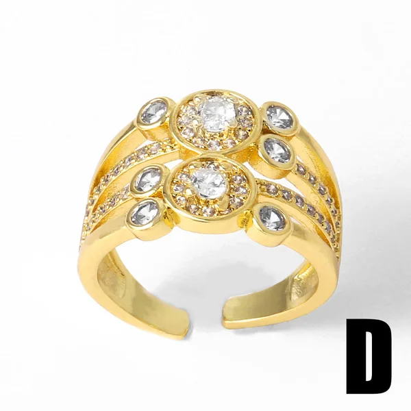 AS jewelry hot selling irregular open ring female copper plated 18k gold inlaid zircon ring rih13