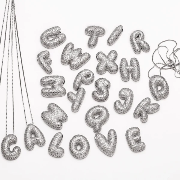 European and American hot-selling 26 English letters pendant necklace copper plated real gold inlaid with zircon clavicle chain nkq71