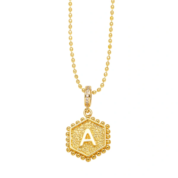 AS jewelry European and American hexagonal heart 26 English letters necklace clavicle necklace nkb296 necklace