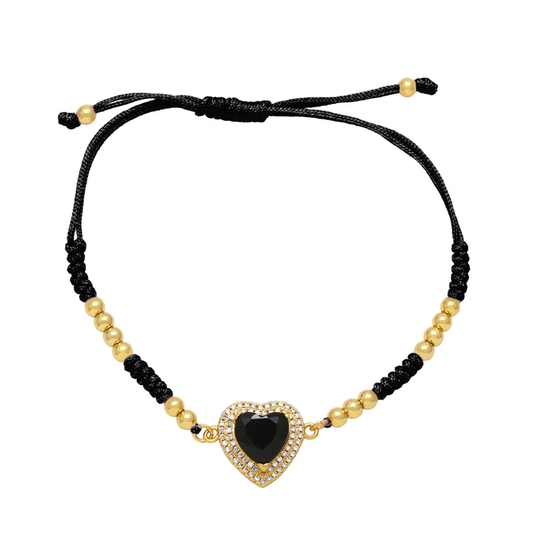 Hot selling love braided bracelet women European and American fashion peach heart pendant hand jewelry bracelet brk97