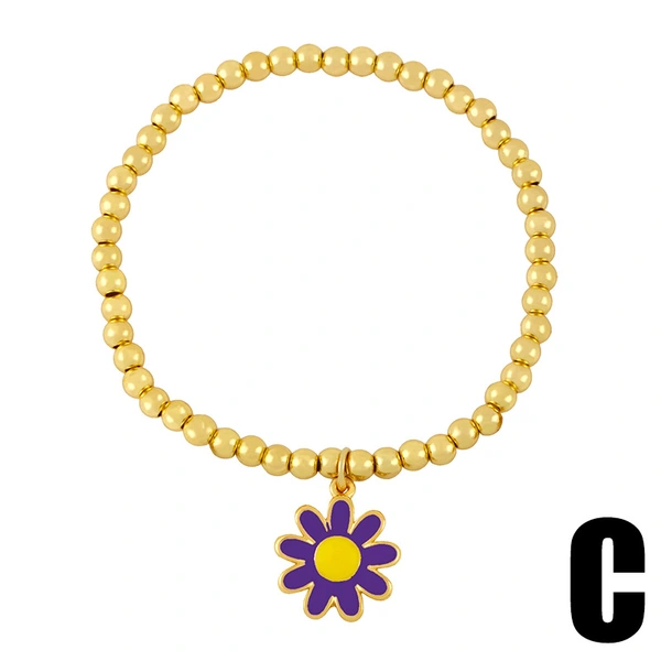 Clearance Bohemian European and American round bead elastic bracelet female eye flower daisy bracelet brd54