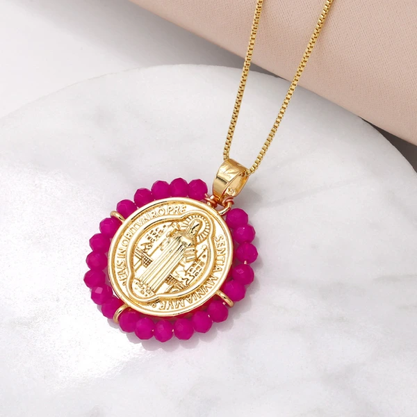 AS jewelry Our Lady pendant necklace female retro high-end gold-plated rice bead clavicle chain nkv59