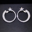  Factory wholesale direct sales star earrings for women, circle design star-shaped jewelry, shiny fashion niche earrings